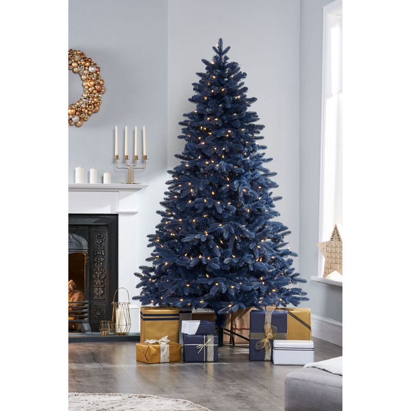 Blue Realistic Fir Christmas Tree with 350 LED Twinkling Lights, 7' H