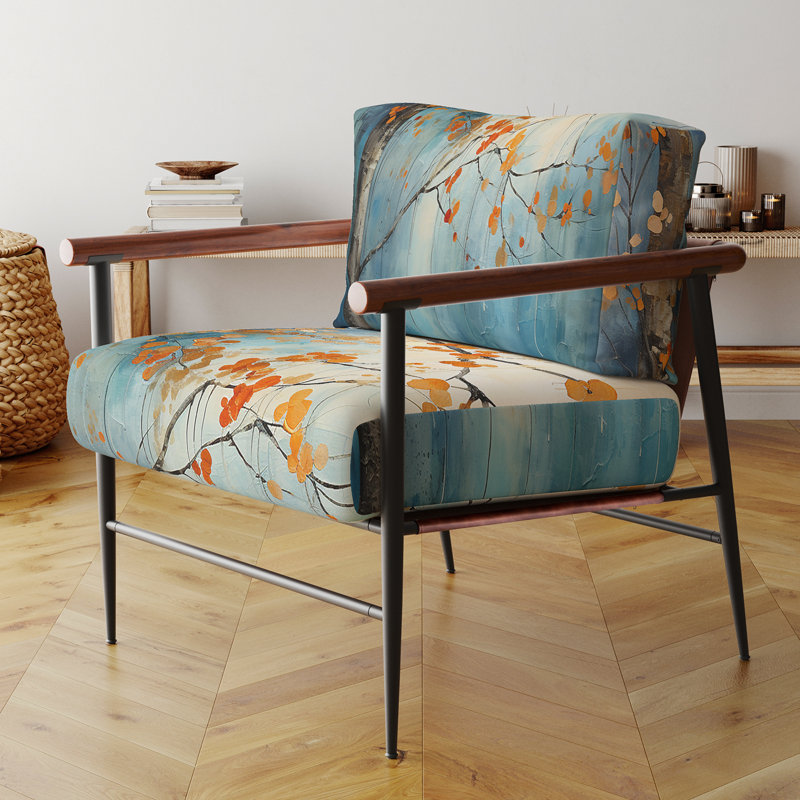 Érable orange sarcelle Glowing Embers II - Fauteuil rembourré scandinave, fauteuil d'appoint érable, Noir