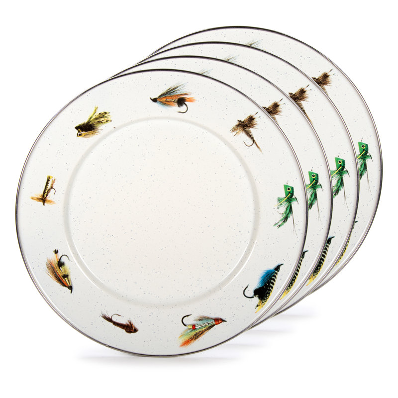 Set of 4 Fishing Fly Sandwich Plates