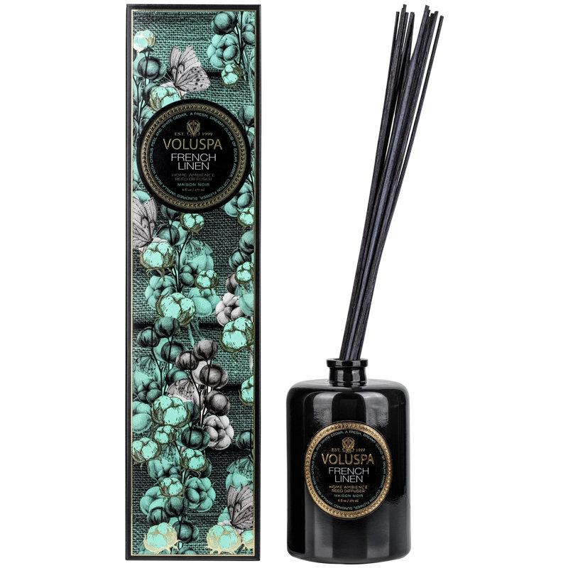 French Linen Reed Diffuser, Spice, Black