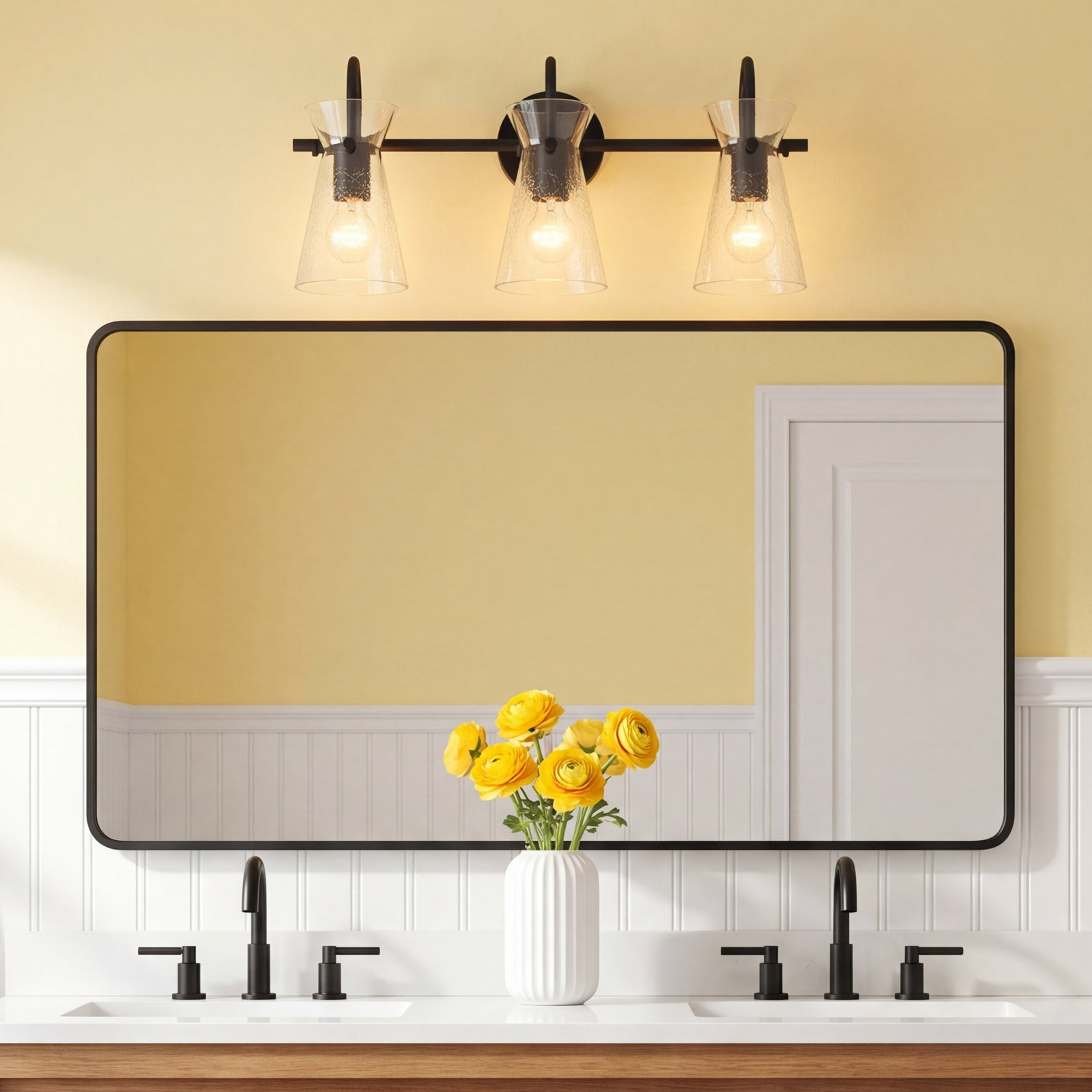 3 Light Crackled Dimmable Vanity Light