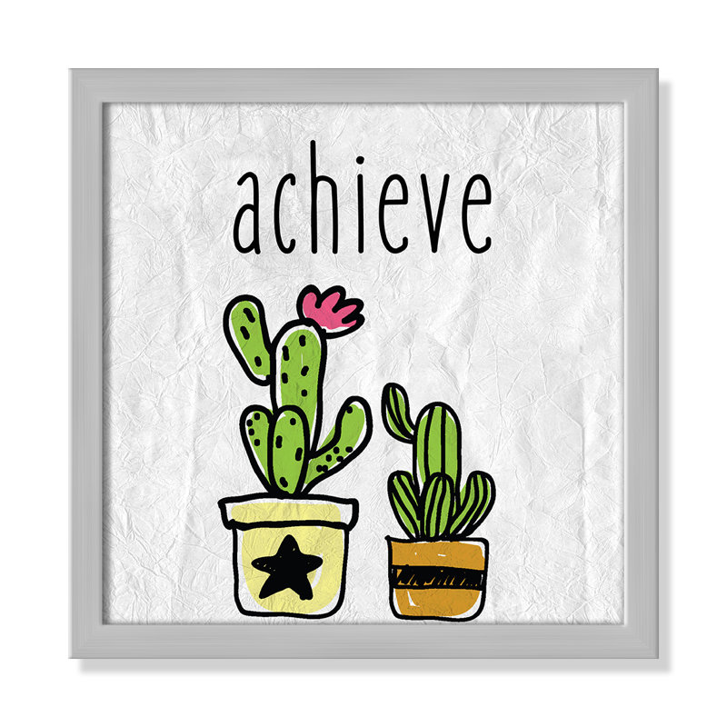 Impression sur papier Cacti C, Encadré de boîte argent, H 12 po x l 12 po x P 1,18 po