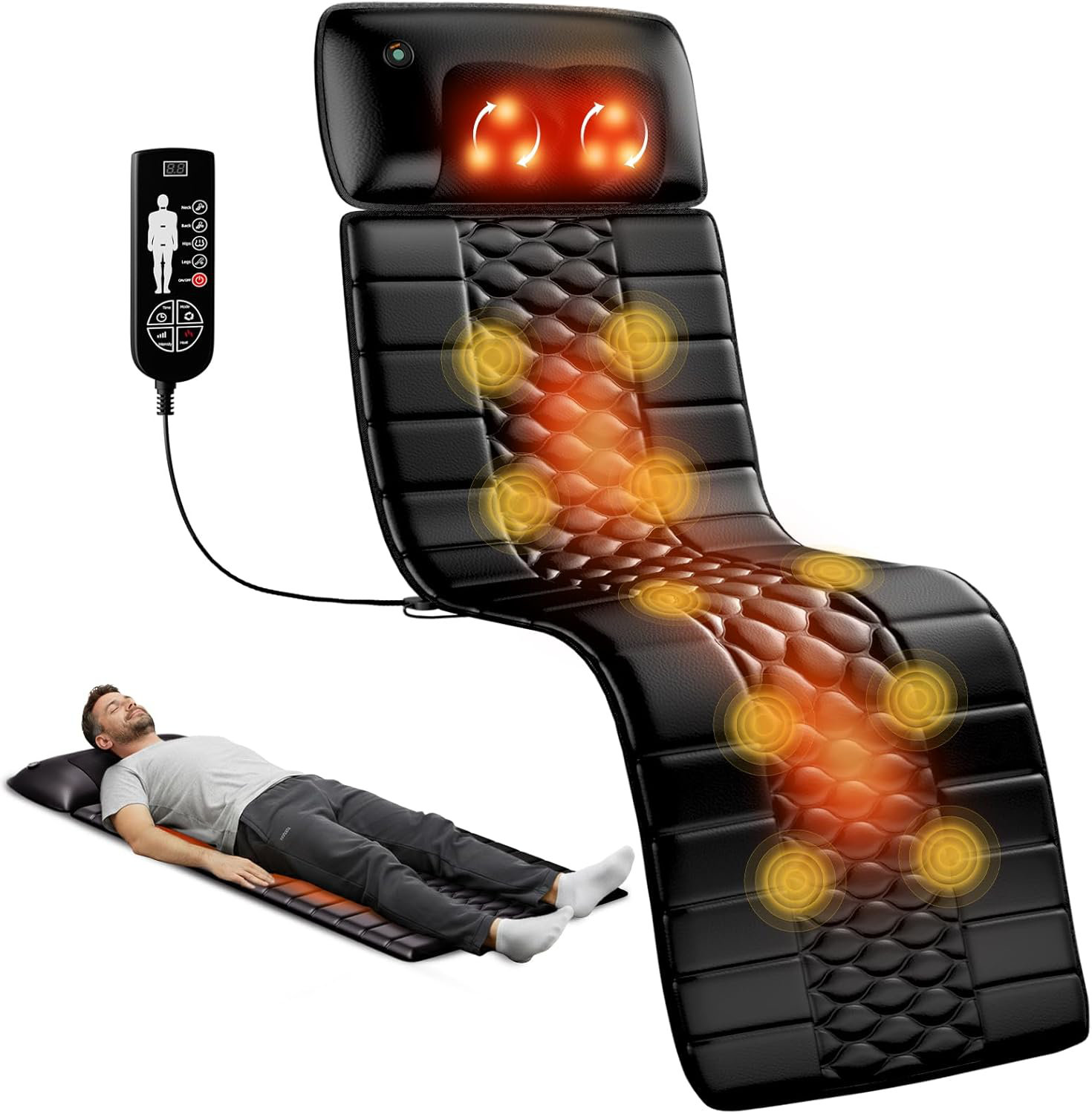 HIMOUTA Full Body Massage Mat With Heat, Detachable Massager Pad Deep ...