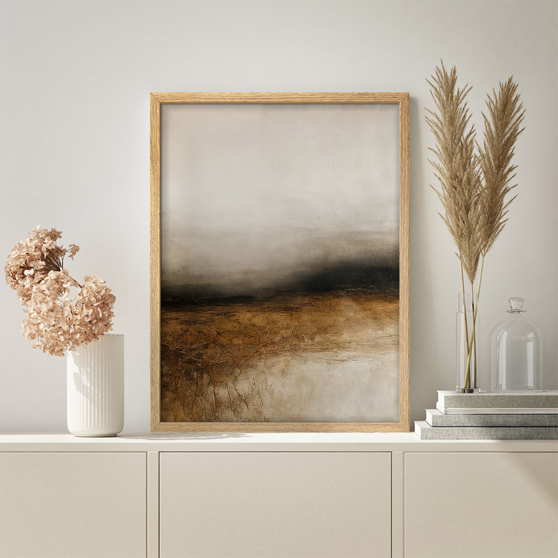 Reproduction d'art encadrée abstraite pour décoration intérieure moderne - 8 po x 10 po, H 10 po x l 8 po, Naturel