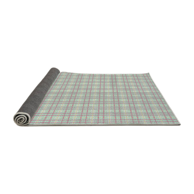 Tapis bleu/rose à motifs, Rond 4 pi