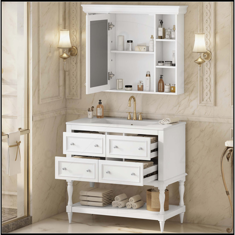 Meuble-lavabo 36 po avec armoire à pharmacie, Blanc