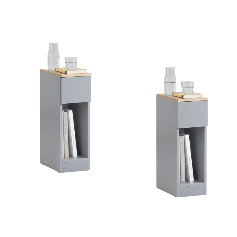 Mikhaela 1 Drawer Bedside Table, Grey