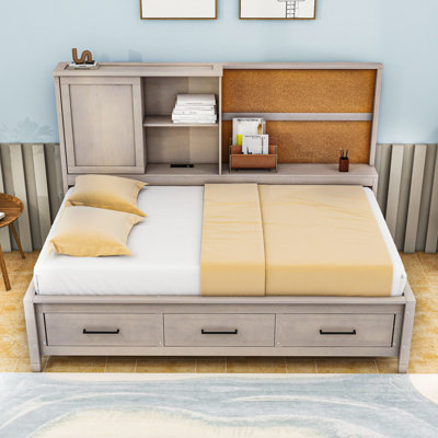 Twin Daybed with Storage Shelves, USB Ports and 3 Drawers by Lark Manor