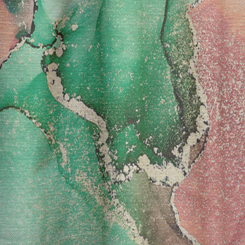 Rideau en velours vert - luxe abstrait et fluide - art moderne obscurcissant - 1 panneau, L 52 po x L 95 po