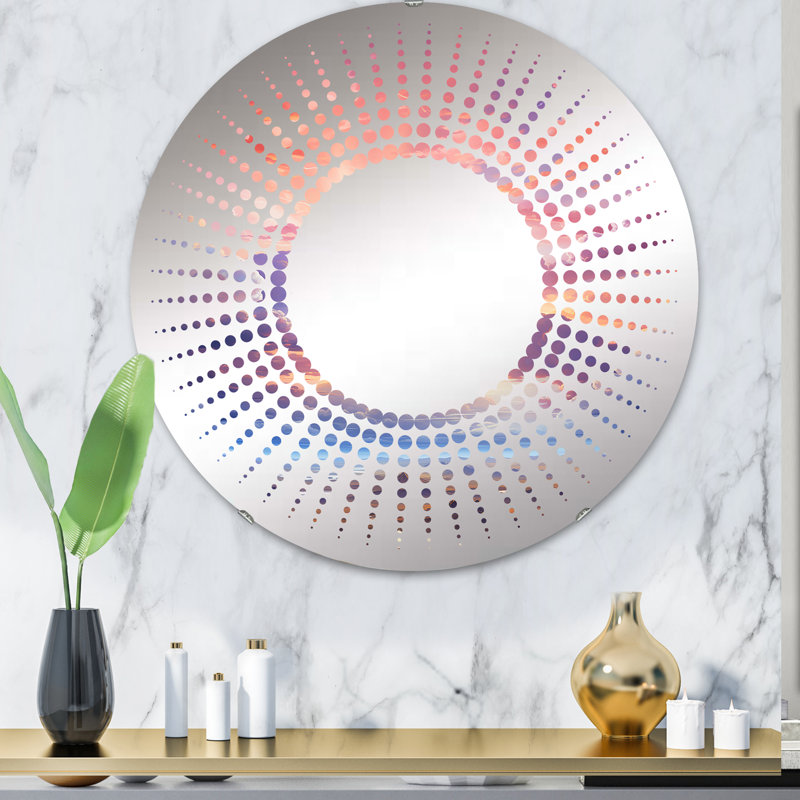Kawaii Clouds Landscape I - Miroir décoratif Starburst | Rond, 31,4 po x 31,4 po
