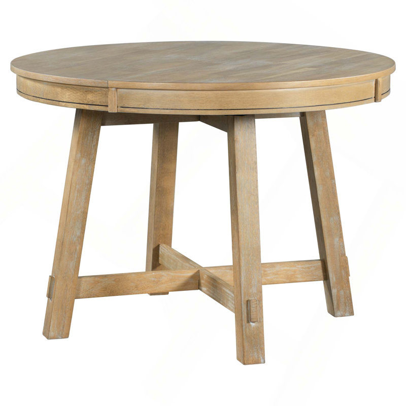 Farmhouse Style Extendable Round Dining Table With Stable Wood Structure And Adjustable Length For Any Room