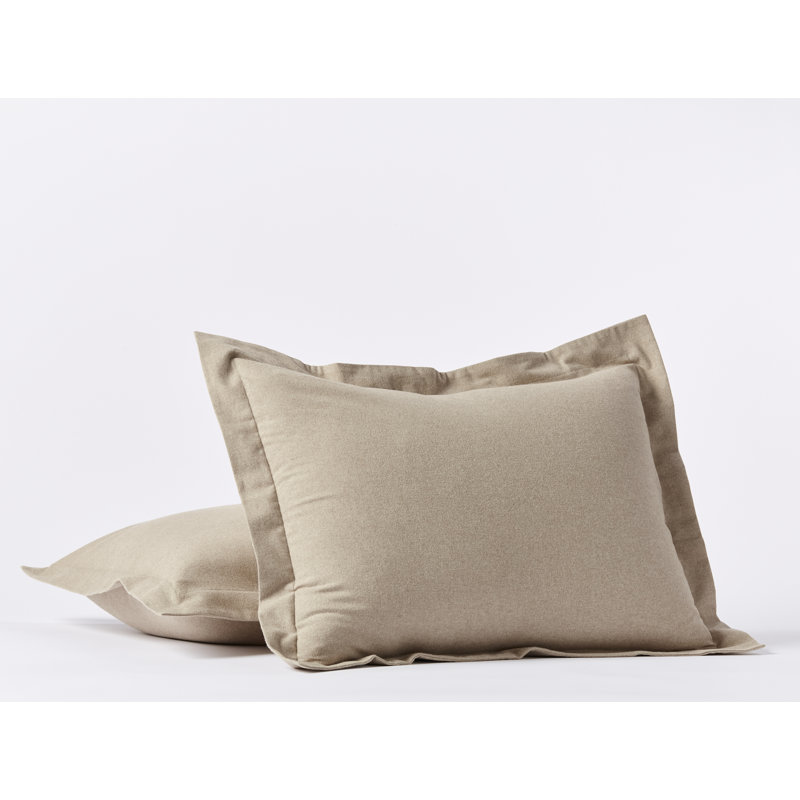 Cloud Brushed Organic Flannel Sham, Standard, Camel Heather