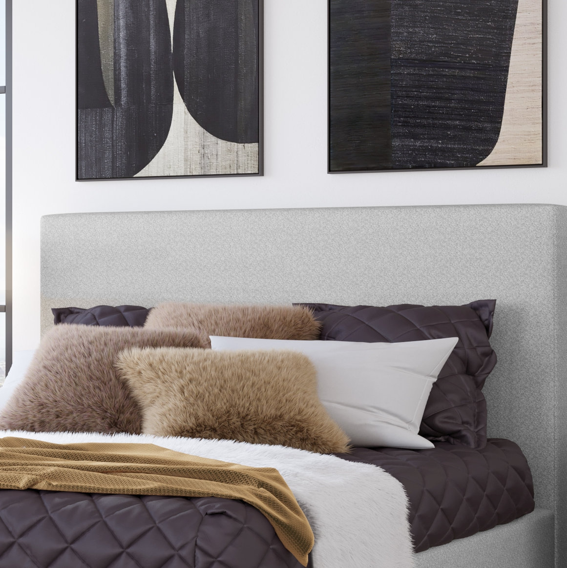 Linen Upholstered Bed, Linen, California King
