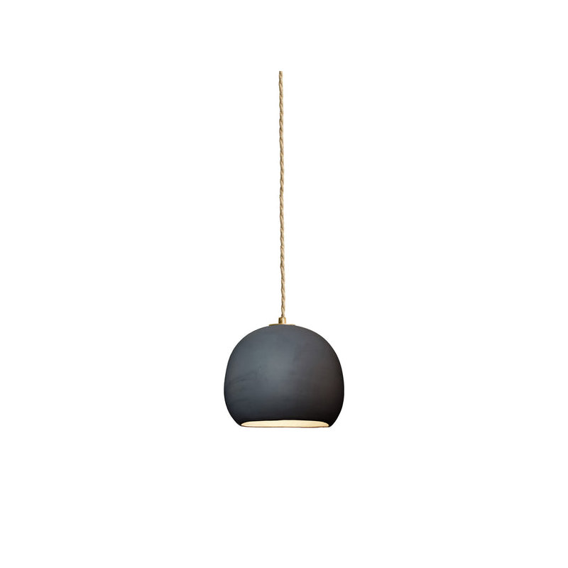 Geode 1 - Light Pendant, Black Fabric Cord, Gray