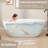 65 Inch Freestanding Soaking Acrylic Bathtub with Integrated Slotted Overflow and Chrome Anti-clogging Drain-91884712