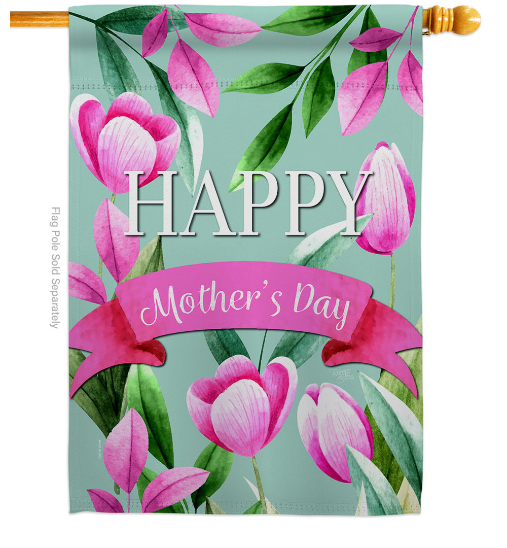 Double Sided 40'' H x 28'' W Polyester Mother's Day House Flag Breeze Decor