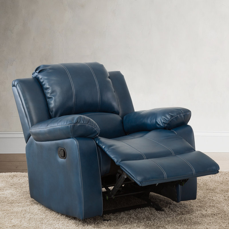 Fauteuil inclinable en cuir bleu marine Charlotte, Similicuir bleu marine