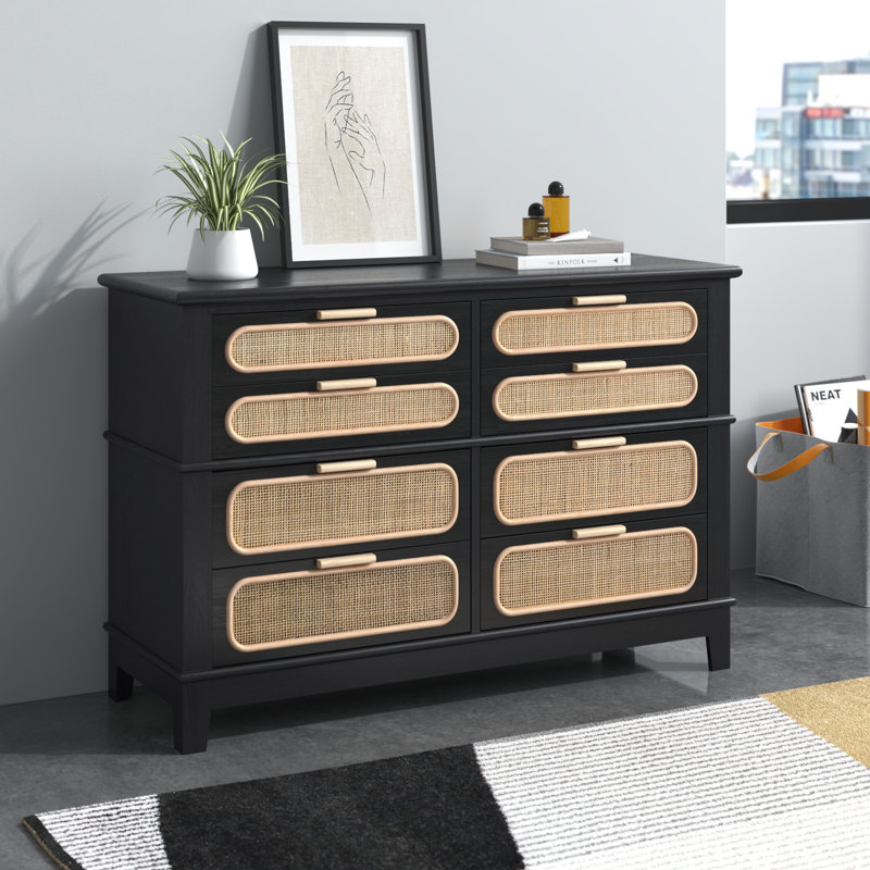 Commode double 8 tiroirs Jolene, Noir