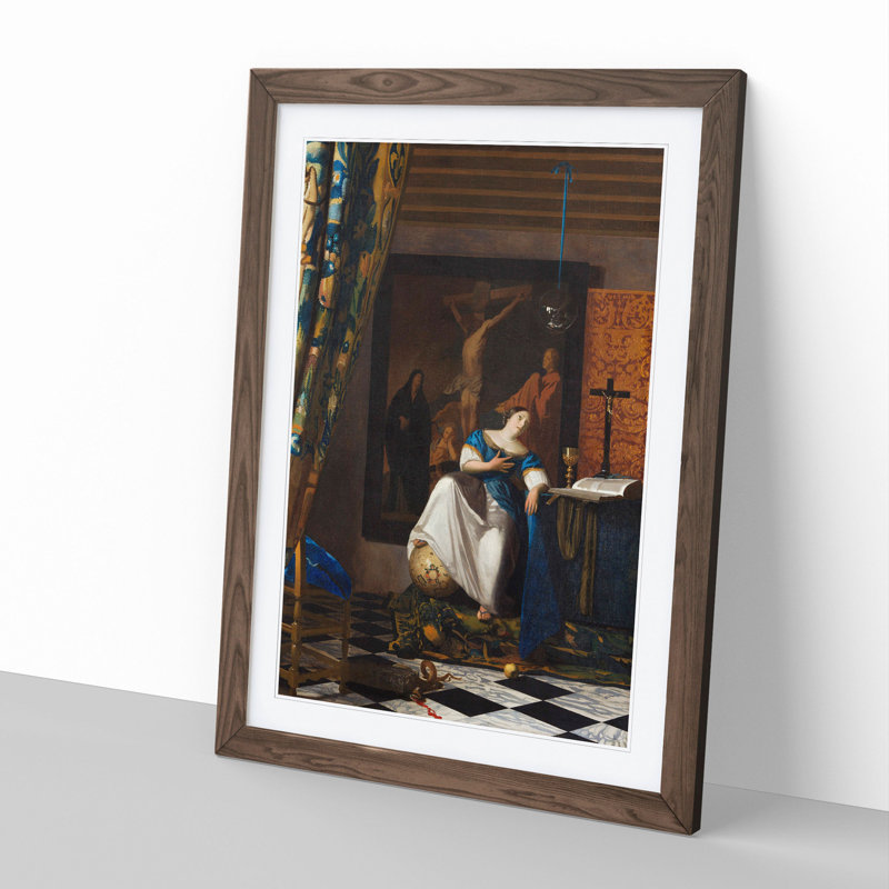 Allegory of the Catholic Faith by Johannes Vermeer - Picture Frame Graphic Art, 36cm H x 27cm W x 2cm D, Walnut Framed