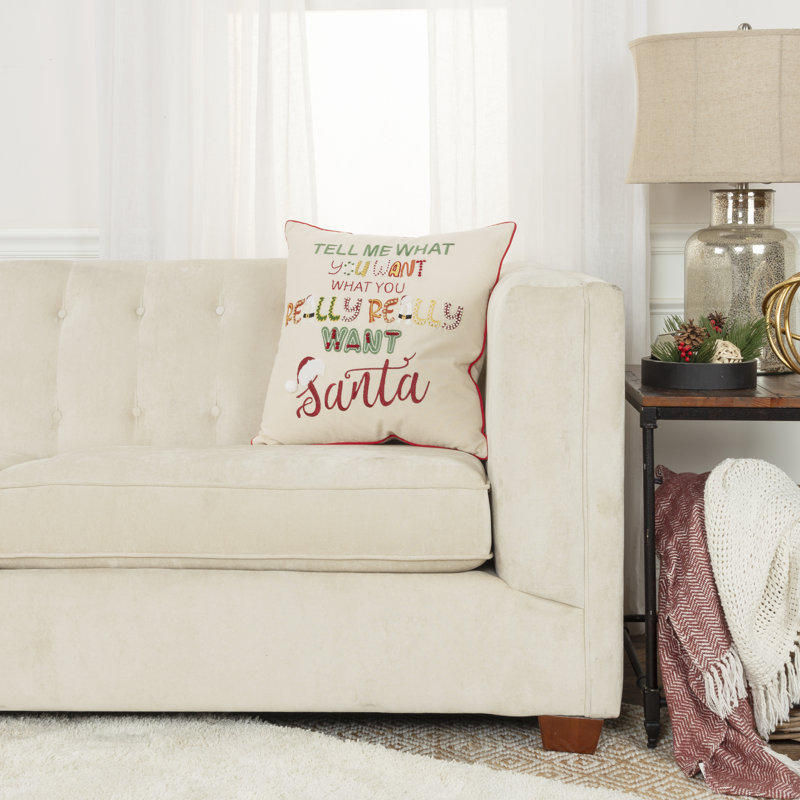 20"x20" Embroidered Holiday Cotton Square Throw Pillow