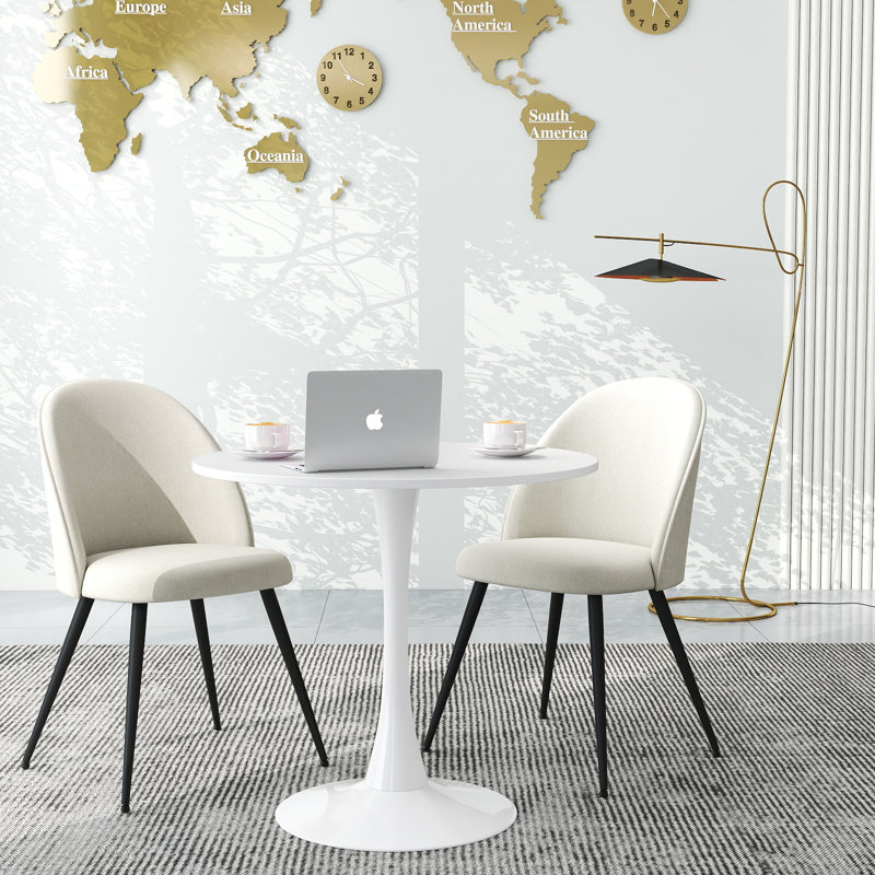 Kasparas 3-Pieces Modern Dining Table Set with Round Table and Upholstered Chairs for Kitchen Dining Room or Reception Spaces