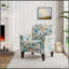 Chaise d'appoint Barnet en orange pastel et vert floral avec pieds en bois massif-1140968801