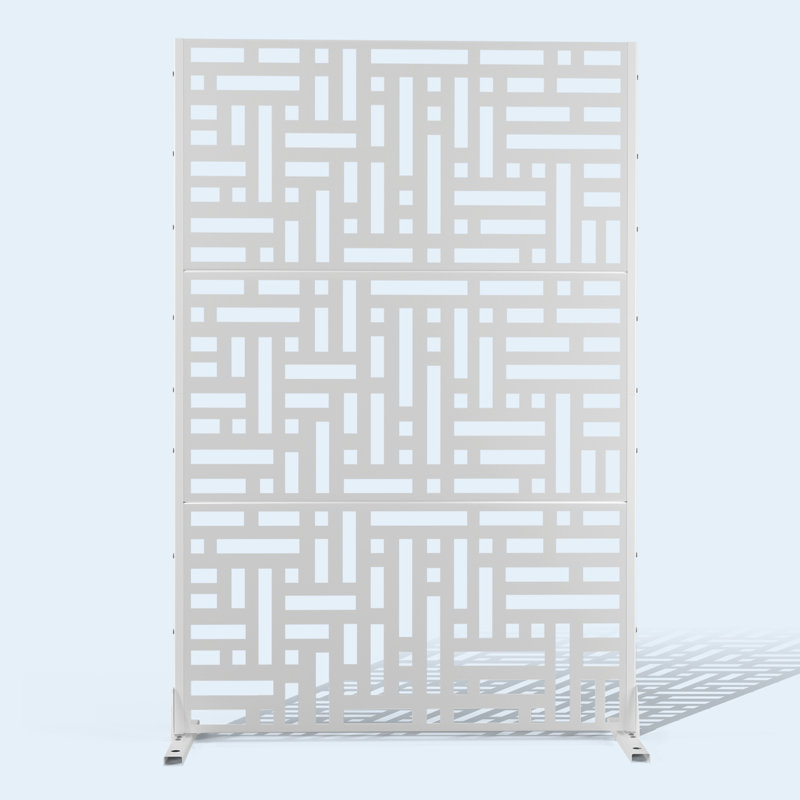 Écran d'intimité 72 po, panneaux d'intimité décoratifs autoportants pour balcon, cour et jardin, Blanc