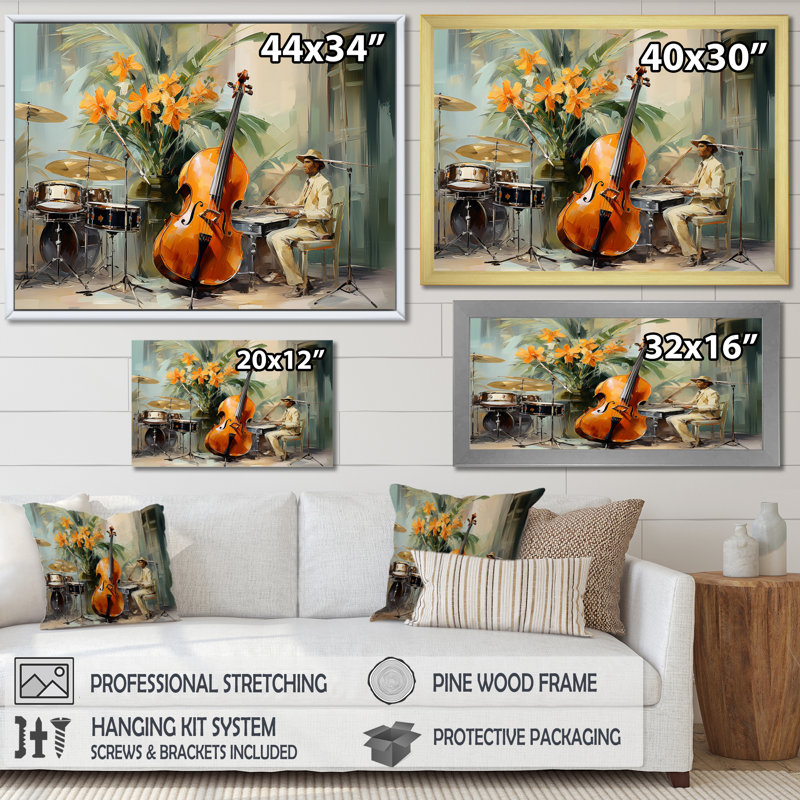 Chello Jazz Rhythms - musique, impressions sur toile, Toile tendue, H 34 po x l 44 po x P 1,5 po