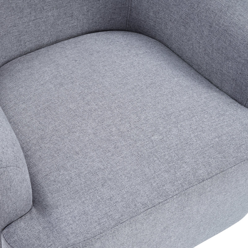 Fauteuil demi-tonneau pivotant de 29,7 po de largeur moderne et doux avec base en bois, Grey