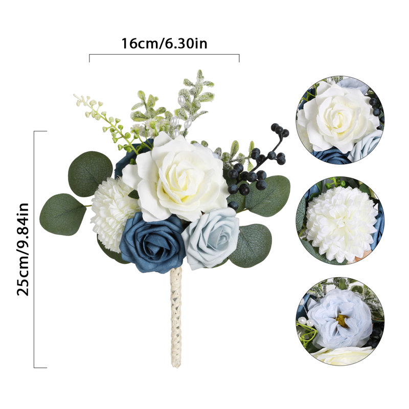 2 bouquets de mariage pour les demoiselles d'honneur, Bleu