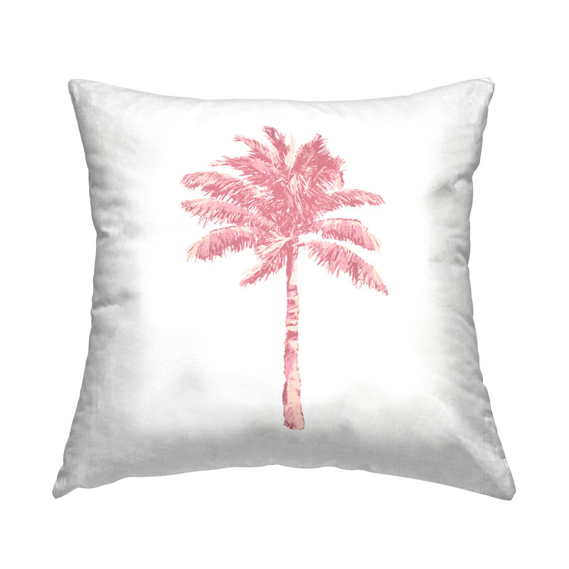 Coussin décoratif imprimé de palmiers roses par Kristen Drew