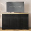 Buffet 55,1 po de style nordique avec tiroirs de rangement, tablettes réglables, buffet gris et chêne pour le salon, la cuisine et le vestibule-540563188