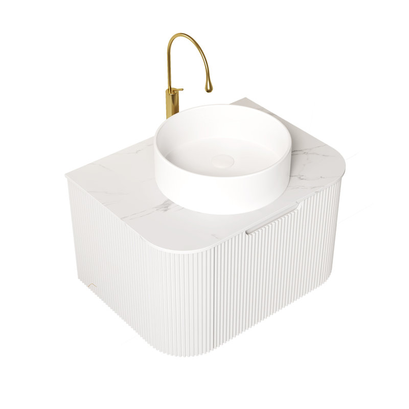 Single Wall Mounted Bathroom Vanity Set,White, White, 24"