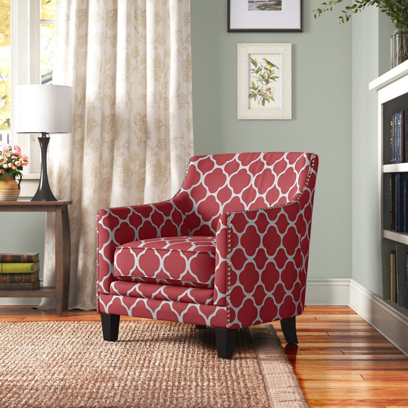 Galsworthy Upholstered Armchair, Patio Red Geometric