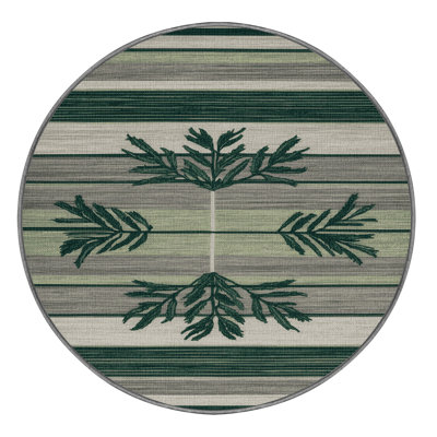 Washable Eucalyptus Light Gray Striped Area Rug