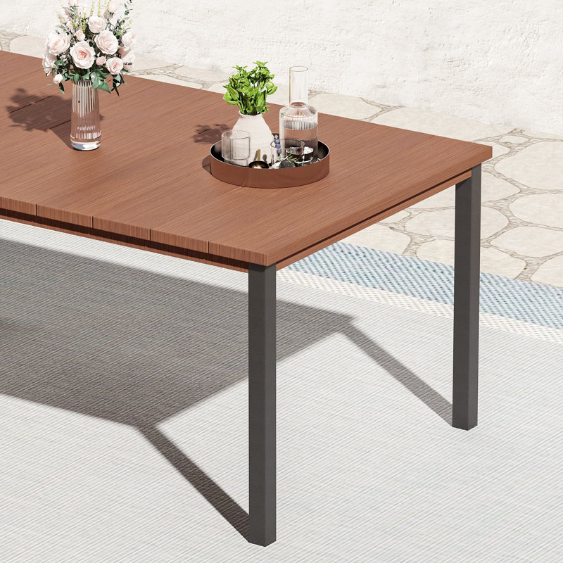 Depoliti Rectangular Metal Outdoor Dining Table , 37.8'' in. W 63'' in. D, Walnut