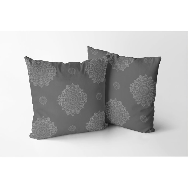 Housse de coussin Lace Medallions, H 24 po x l 24 po, Nickel, Carré
