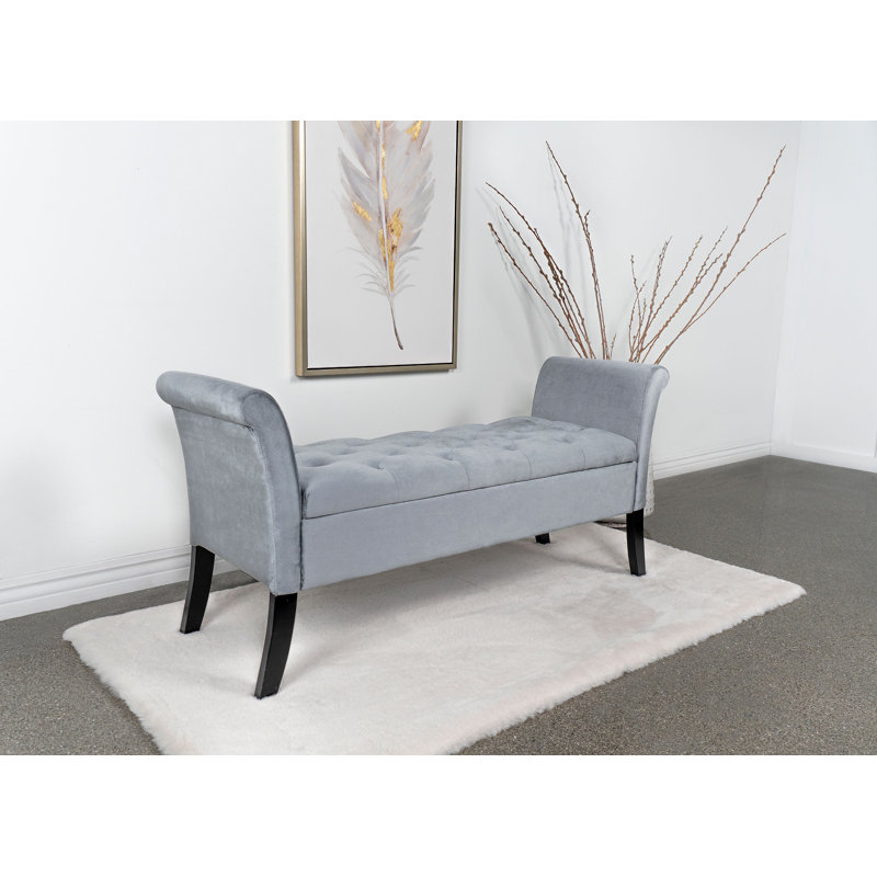 Banc de rangement en velours Jedu, Argent