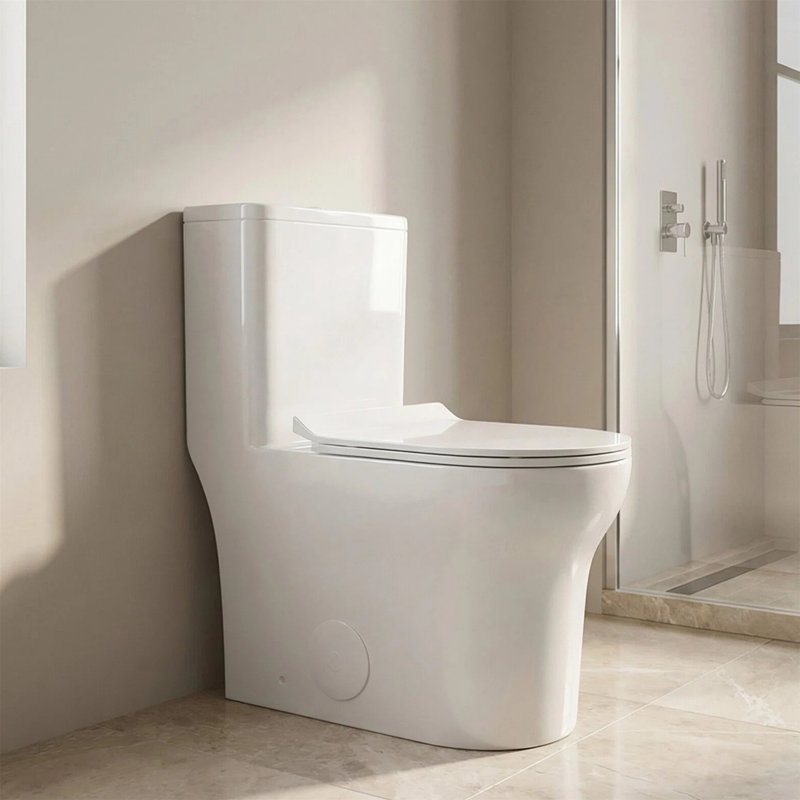 Dual Flush One-Piece Toilet - Elongated Comfort Height 16.3" Floor Mounted Toilet, 1.1/1.6 GPF WaterSense & CUPC Certified, Soft Close Seat, Skirted Design, White Ceramic with Complete Installation Kit