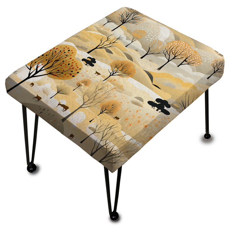 Beige et crème Safari Adventure Tree Landscape - Repose-pieds rectangulaire imprimé animal