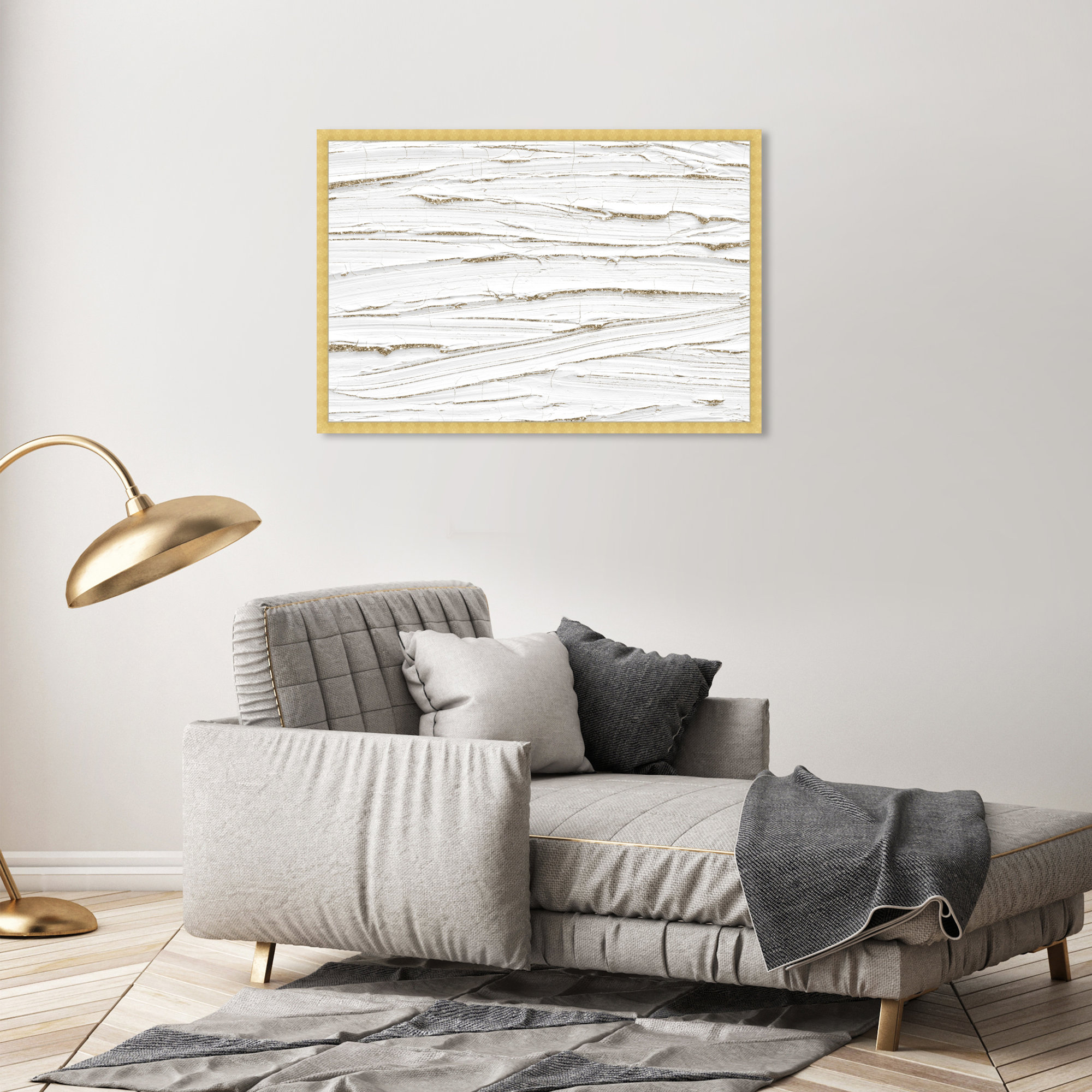 White Texture by Oliver Gal, Gold, 26" H x 38" W