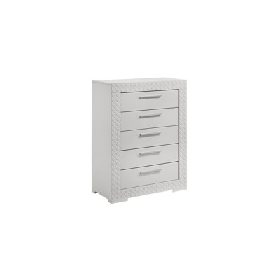 Commode 5 tiroirs en bois blanc Blanca