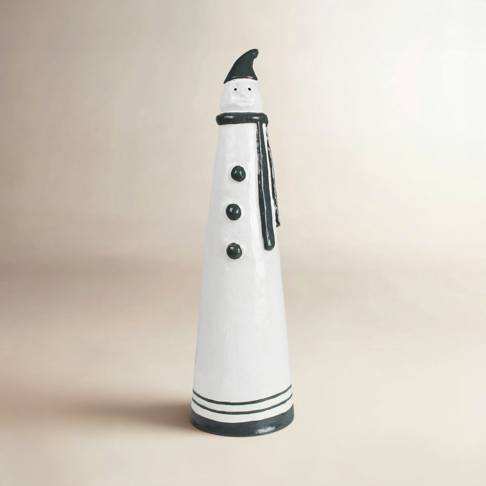 Snowman Paper Mache, Grey - Lrg, White/Gray, 17.5" H x 4.75" W x 4.75" D