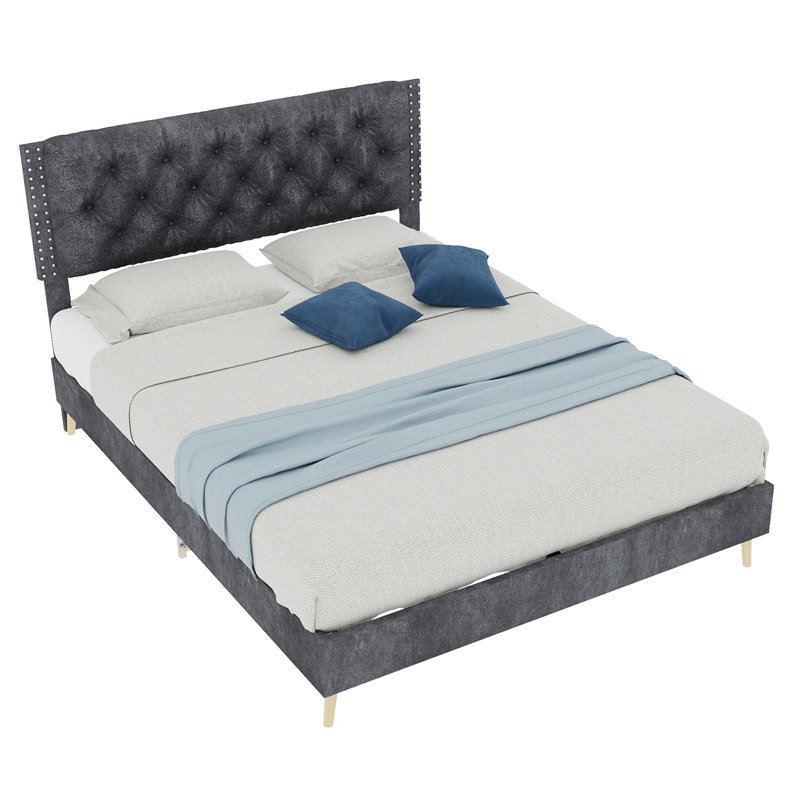 Lit à motif suède doux - Décorez l'espace de la chambre principale avec un accent doux et paisible. La structure robuste assure un sommeil stable et crée un lieu de repos privé