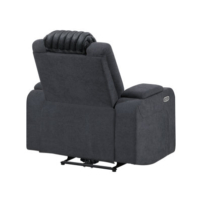 Duran Black Power Recliner With Power Headrest And LED