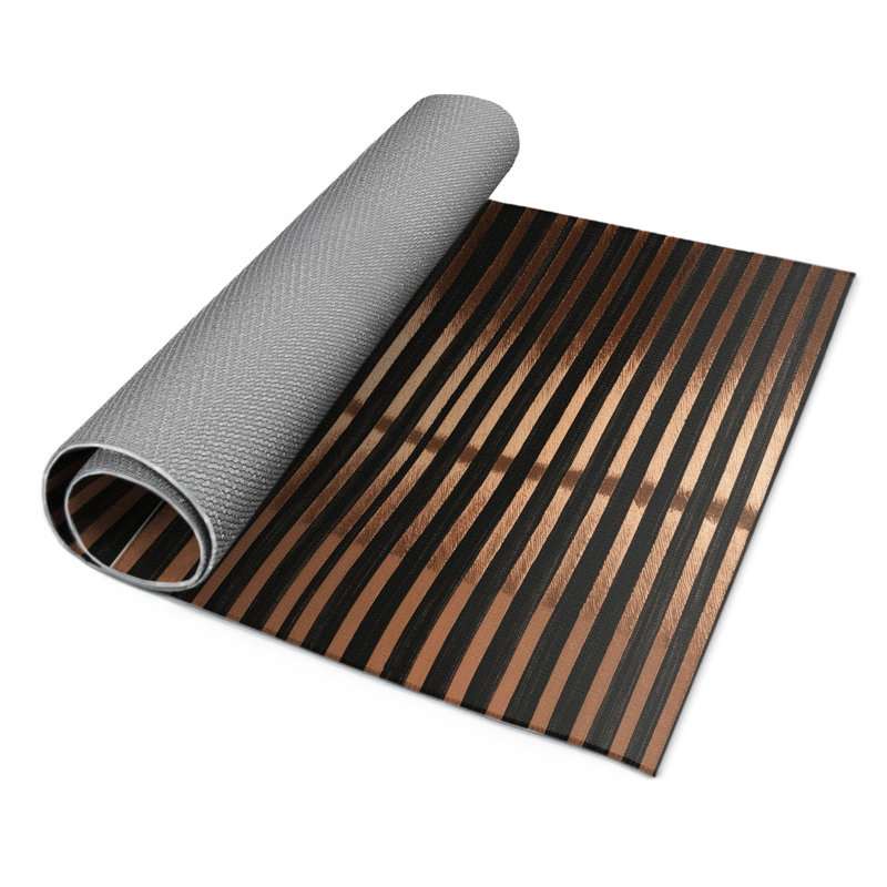 Tapis intérieur / extérieur brun HorizontalStripes, Rectangle 9 pi x 12 pi