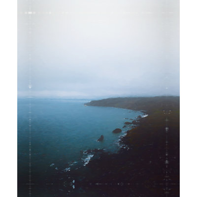 Foggy Rocky Coast Painted - Photographie sur toile tendue