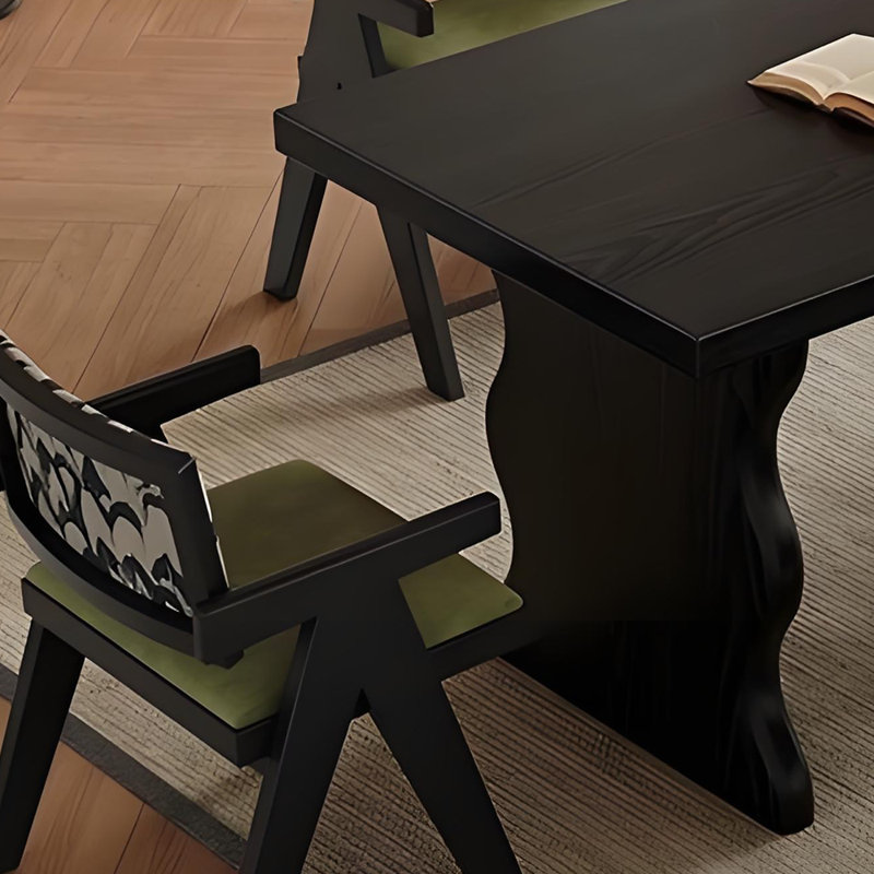 Ensemble de salle à manger Black Wood, H 29,9 po x L 63 po x l 30,7 po