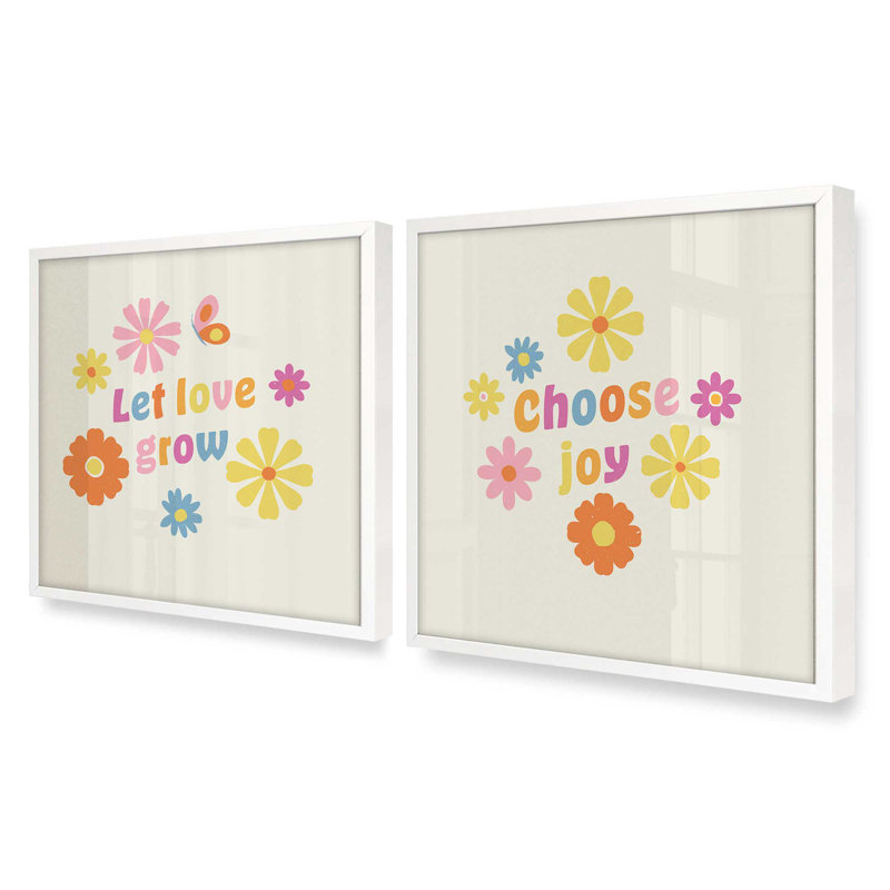 Ensemble de 2 impressions Petal Power Party, 36 po x 36 po, Impression encadrée, Blanc opaque