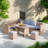 6-piece All Weather Pe Rattan Sofa Set With Adjustable Seat, Storage Box, Removable Covers And Tempered Glass Top Table